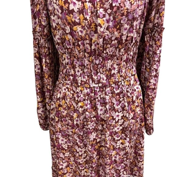 Naif Women's L Large Midi Peasant Dress Ruffled Floral Print Smocked Waist - Picture 3 of 9